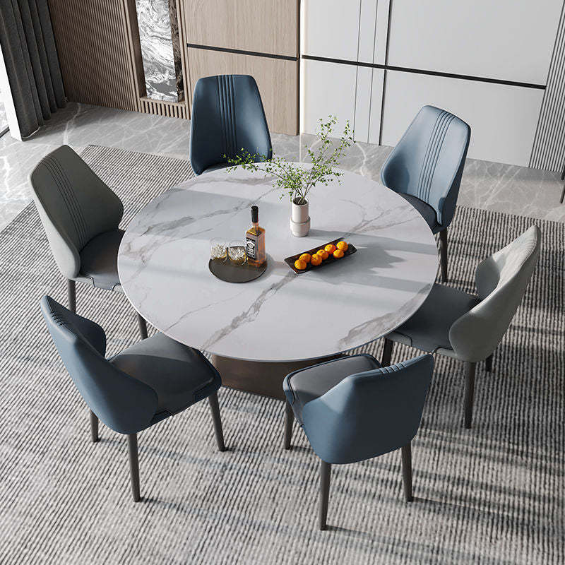 Scandinavian Fabric Steel Dining Chair — Blue