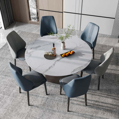 Scandinavian Fabric Steel Dining Chair — Blue