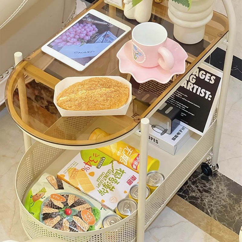 Modern Semicircle Glass Iron Movable Side Table
