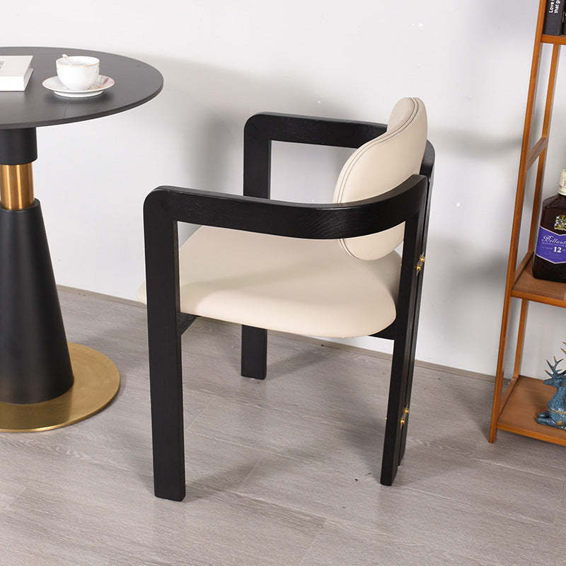 Chinese Ash Leather Elliptical Dining Chair