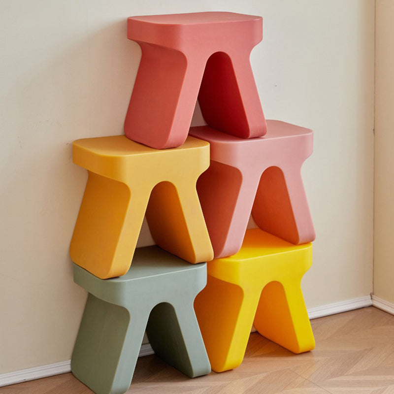 Minimalist Rectangular Plastic Stool — Gray