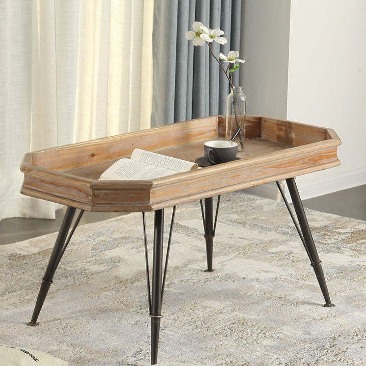 Rustic Rectangular Wood Iron Coffee Table