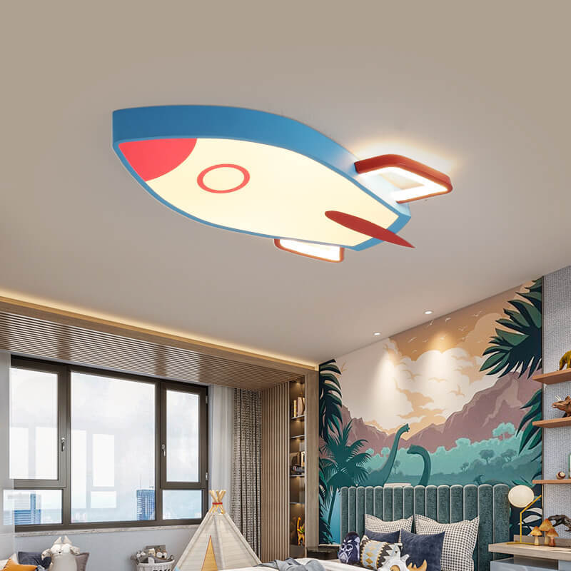 Cartoon Rocket Aluminum LED Flush Mount Light