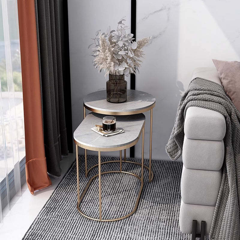 Luxury Oval Sintered Stone Nesting End Table