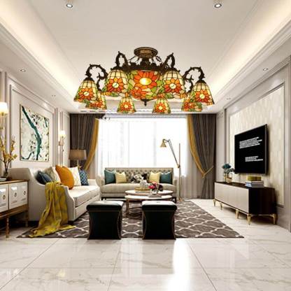 Tiffany Retro Baroque Stained Glass Ceiling Light — Dragonfly / 110V-120V For US/CA