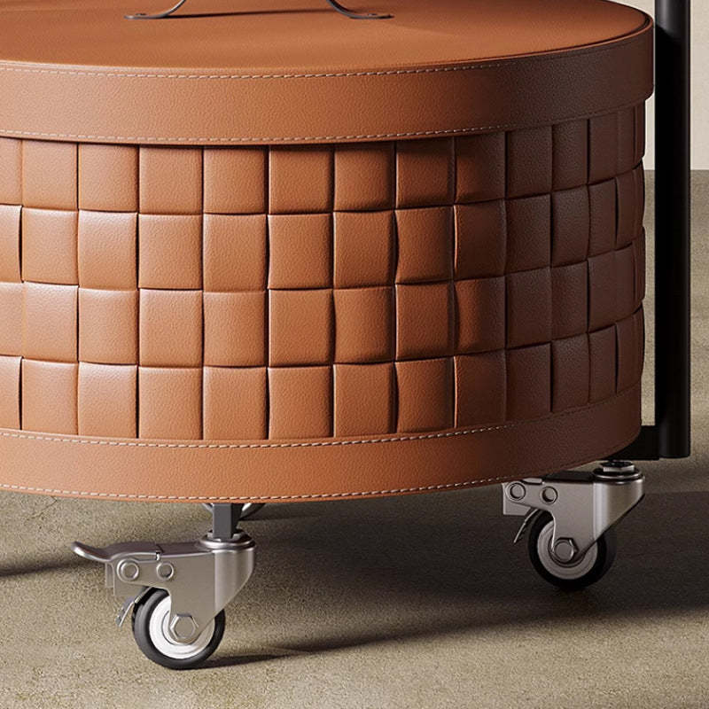 Nordic Round Steel Leather End Table