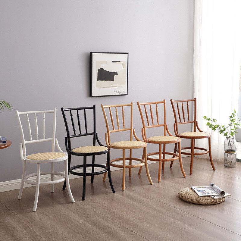 Vintage Cylinder Wood Rattan Dining Chair