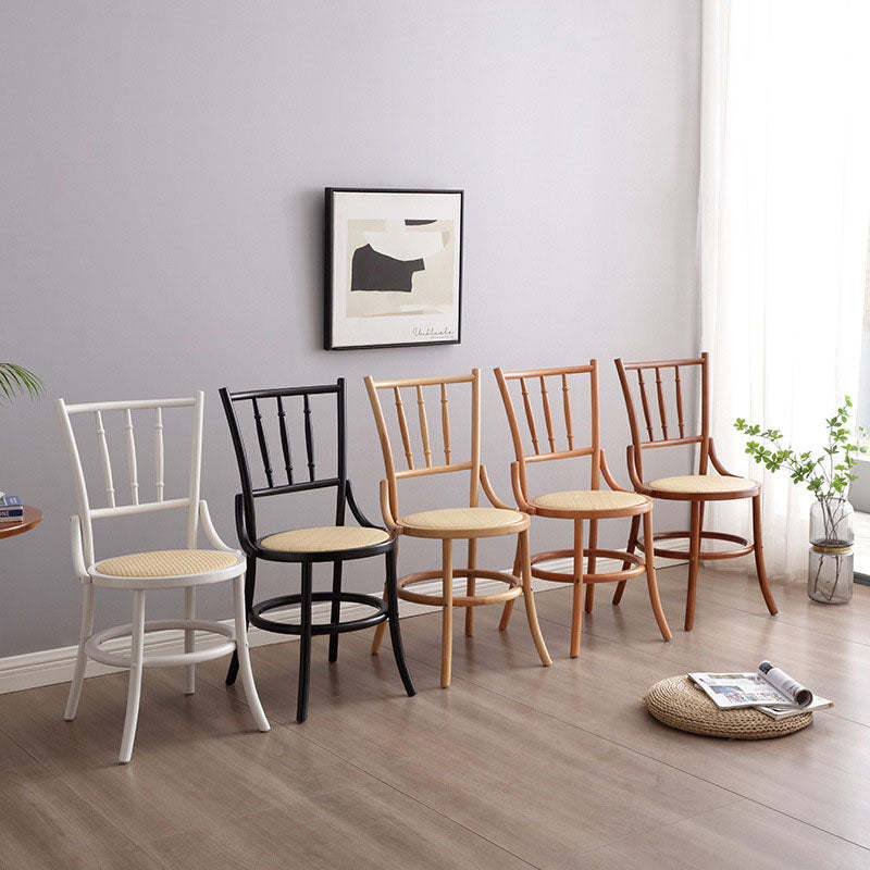 Vintage Cylinder Wood Rattan Dining Chair
