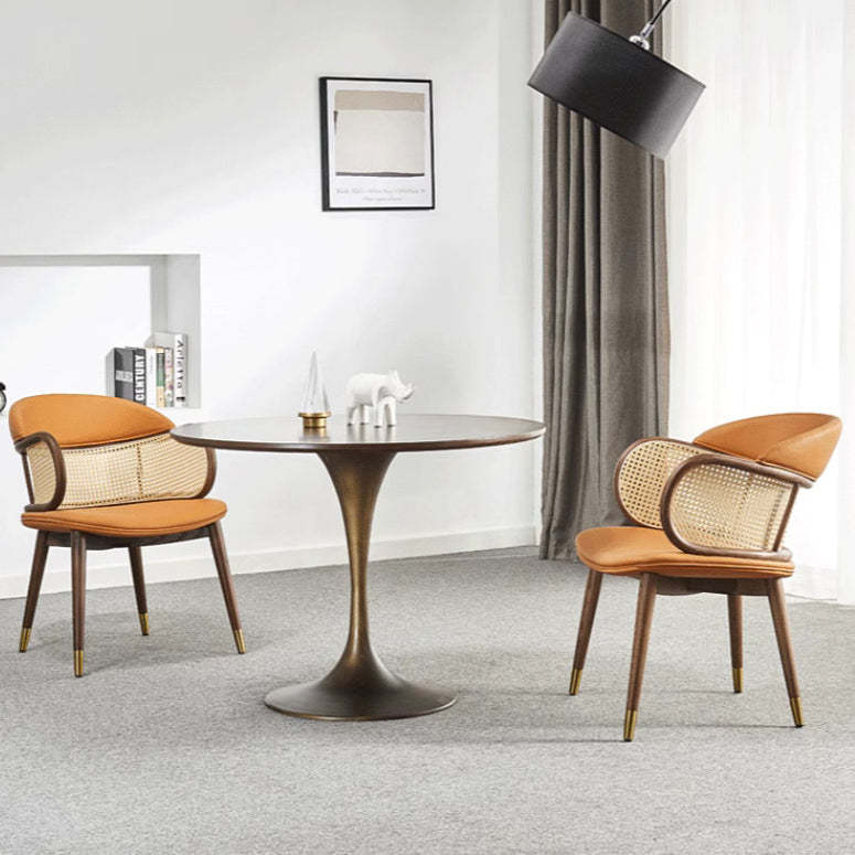 Nordic Leather Rattan Wood Steel Chair