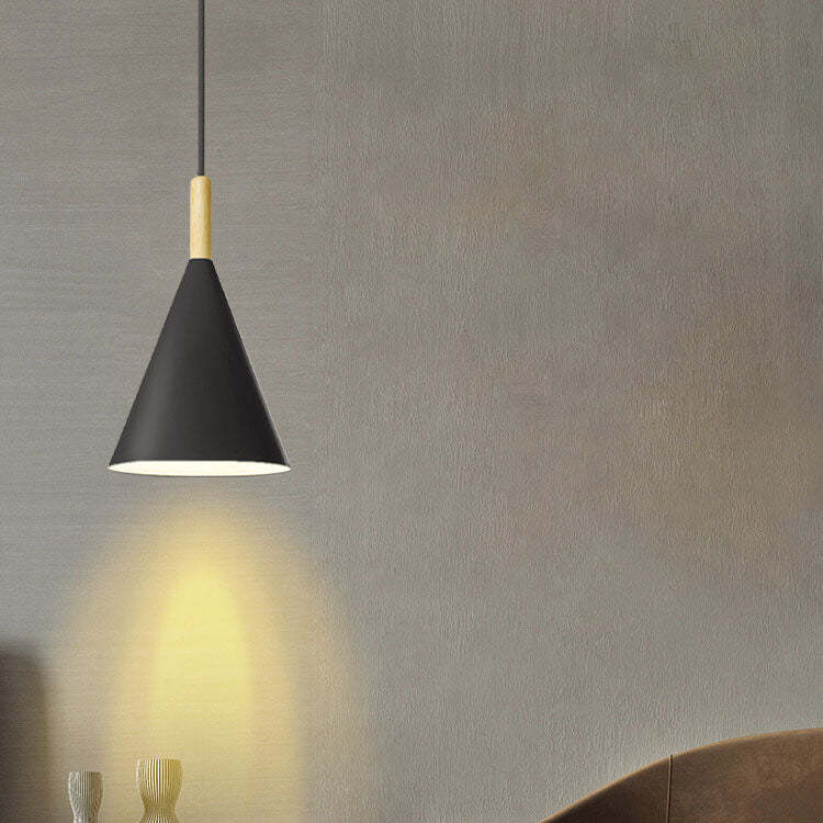 Nordic Macaron Cone Wood Pendant Light