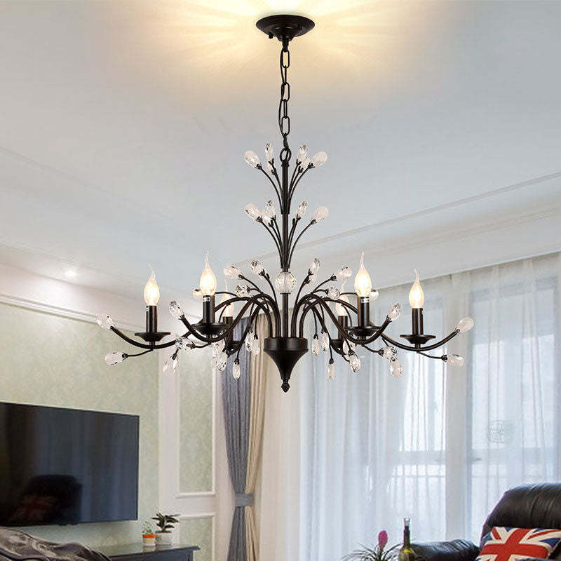 Vintage Rustic Black Iron Candelabra Chandelier