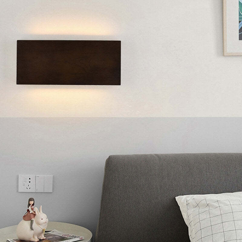 Japanese Wabi-Sabi Log Wood Rectangular LED Sconce