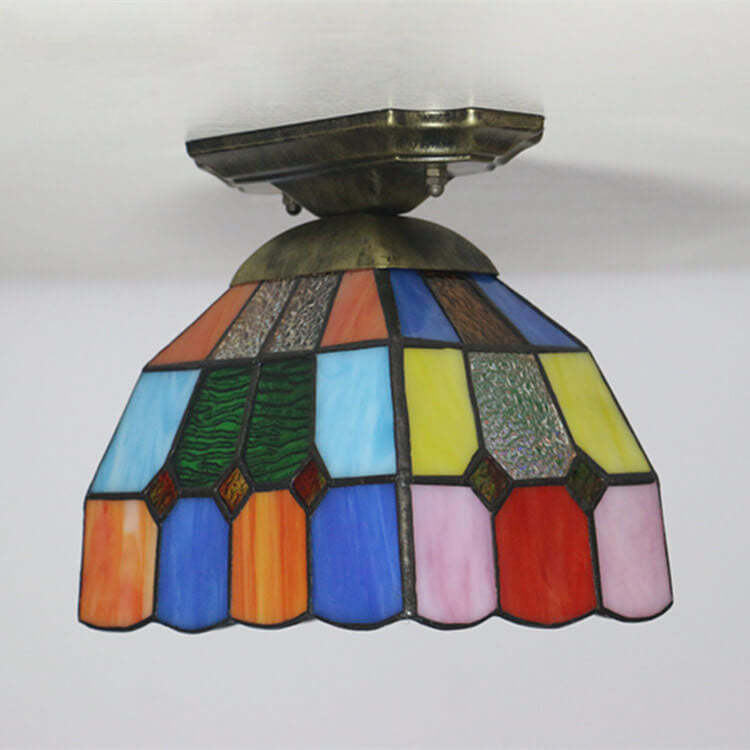 Tiffany Stained Glass Dome Ceiling Light