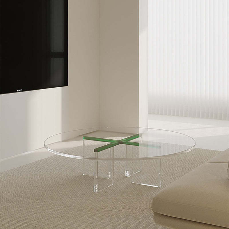 Lighom minimalist cross base acrylic glass coffee tables