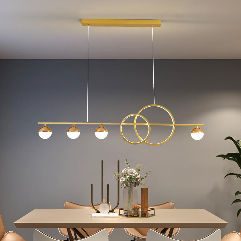 Modern Long Strip Round Globe LED Island Chandelier