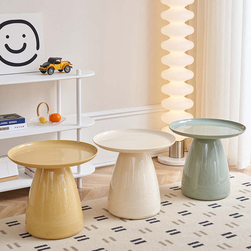 Contemporary Cone Plastic PET Coffee Table — Transparent White