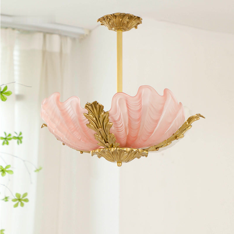 Modern Art Deco Shell Brass Chandelier