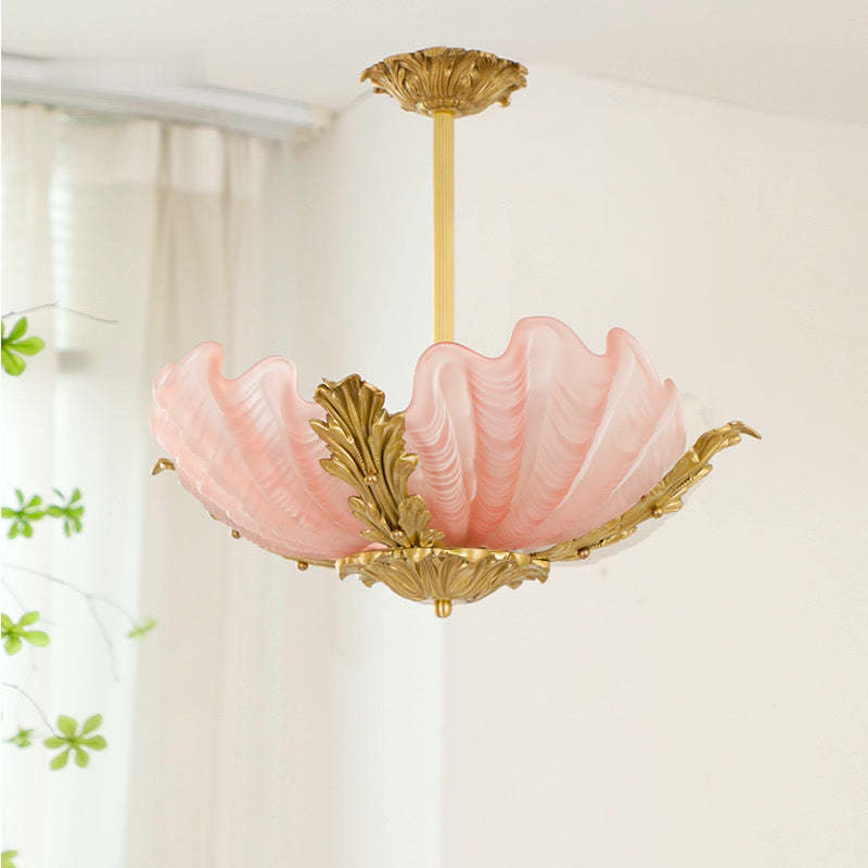 Modern Art Deco Shell Brass Chandelier