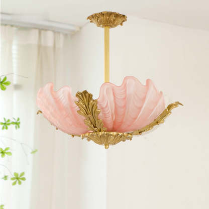 Modern Art Deco Shell Brass Chandelier