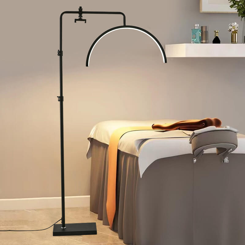 Minimalist Half-Moon Iron Retractable LED Floor Lamp