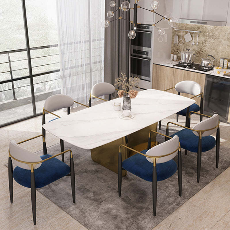 Nordic Half Round Velvet Leather Iron Dining Chair