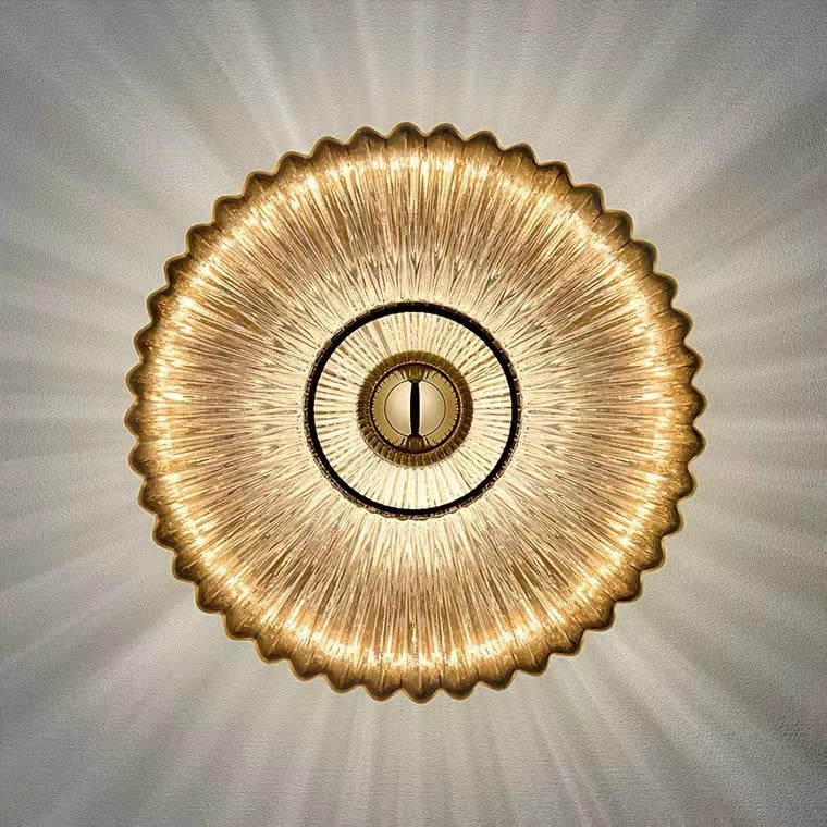 Nordic Vintage Striped Glass Disc Sconce