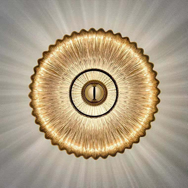 Nordic Vintage Striped Glass Disc Sconce