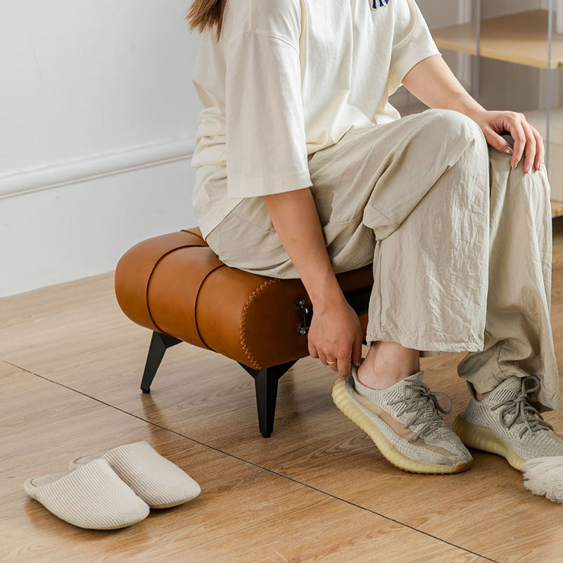 Luxury Rectangular Leather Alloy Stool