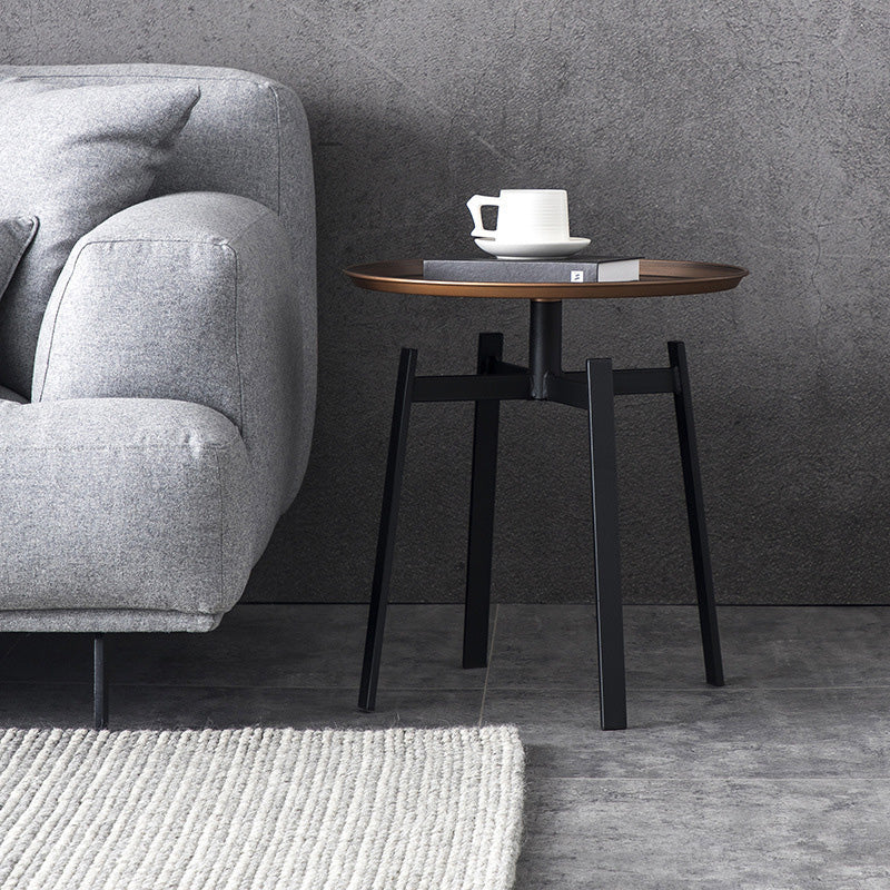 Minimalist Round Iron 4-Leg Coffee Table — Black