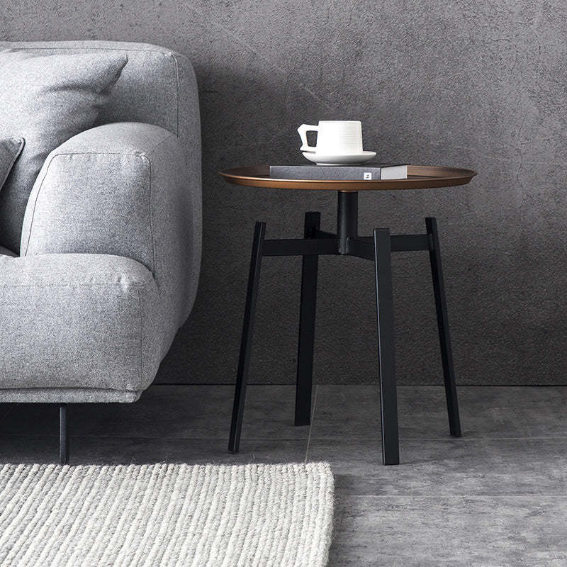 Minimalist Round Iron 4-Leg Coffee Table — Black