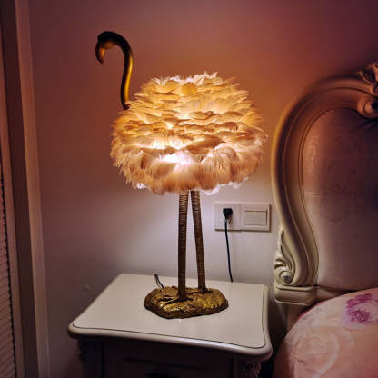 Nordic Goose Feather Metal Flamingo Ball Table Lamp