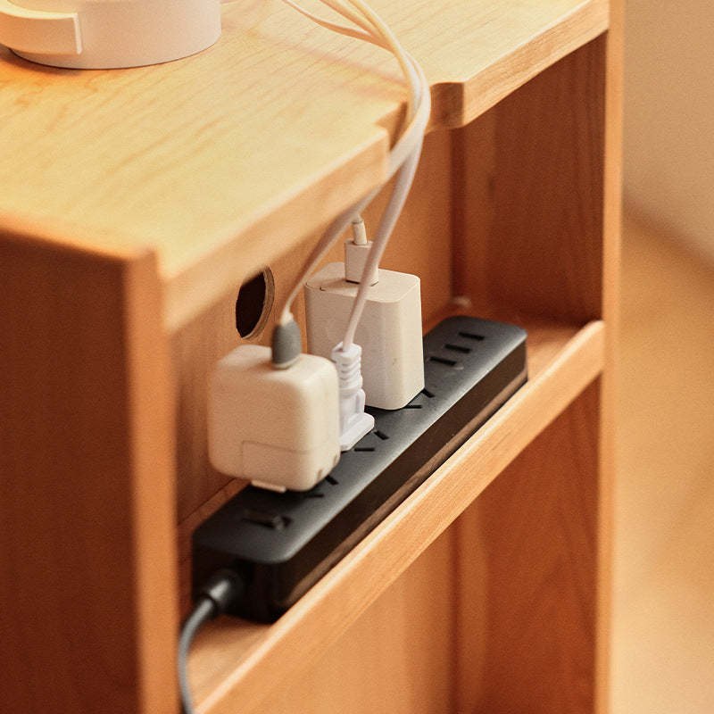 Retro Solid Wood Cube 1-Drawer Nightstand