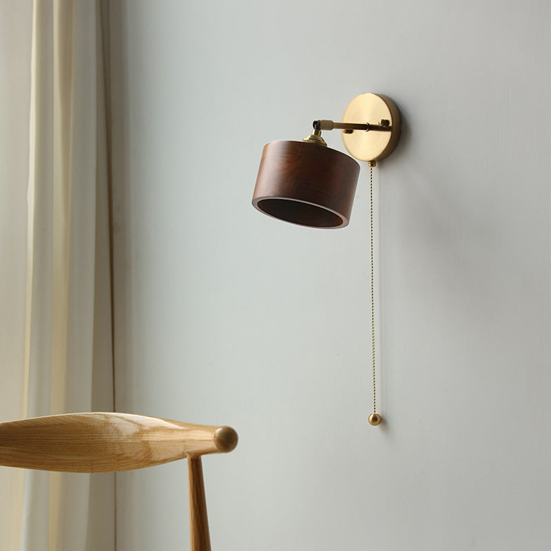 Scandinavian Cone Dome Copper Wood Sconce