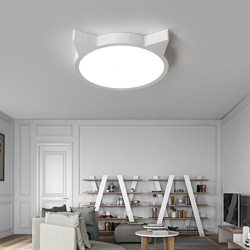 Nordic Macaron Cat LED Kids Flush Mount Light