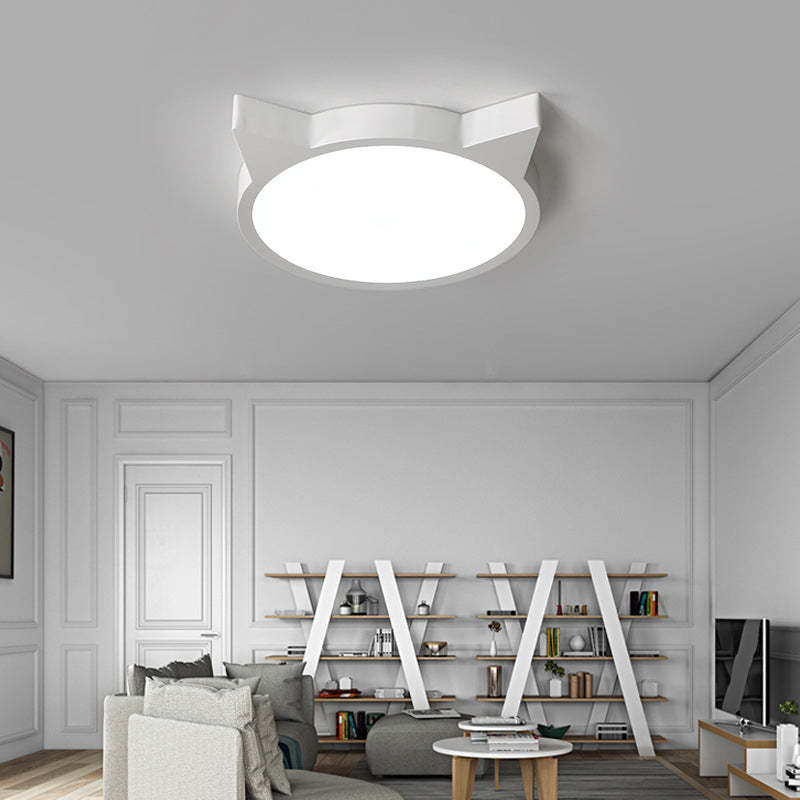Nordic Macaron Cat LED Kids Flush Mount Light