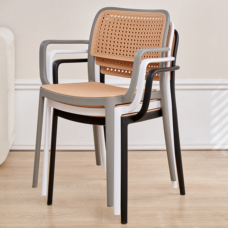 Rattan-Look Plastic Stackable Dining Armchair