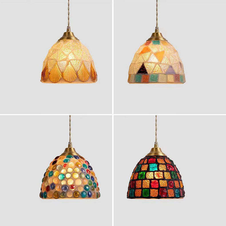Tiffany Shell Stained Glass Semicircle Pendant Light