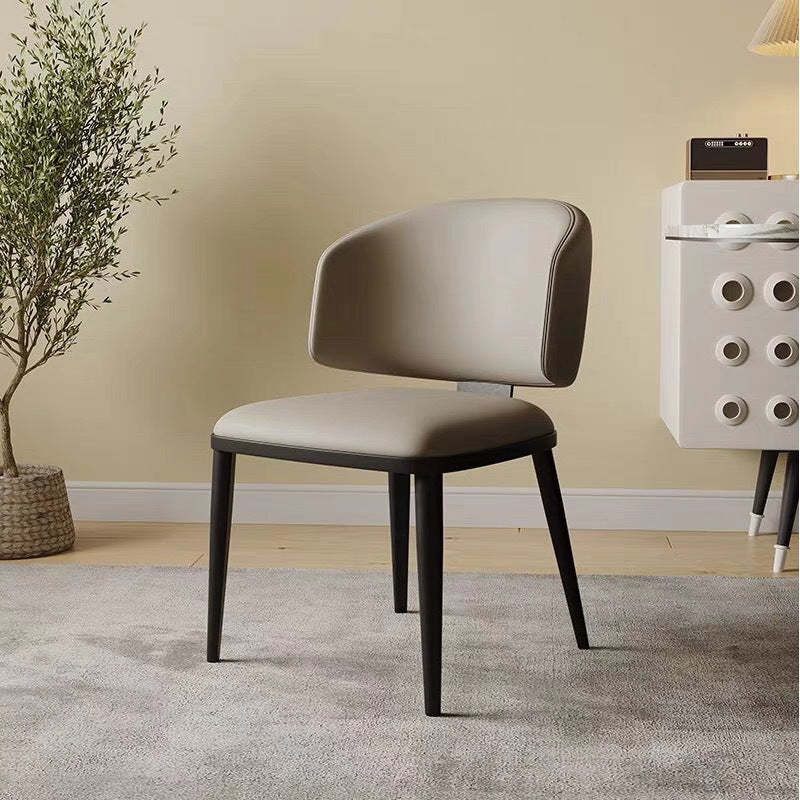 Minimalist Leather Iron Dining Chair — Brown
