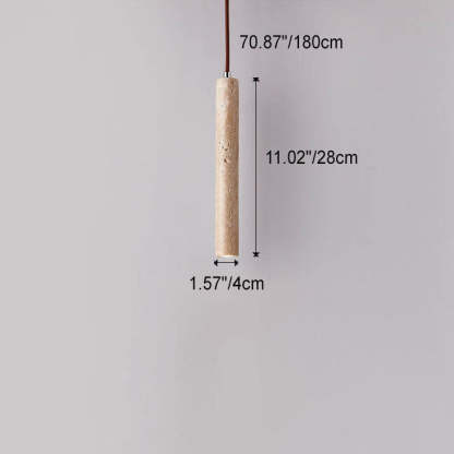 Japanese Wabi-Sabi Yellow Travertine Cylinder Pendant Light