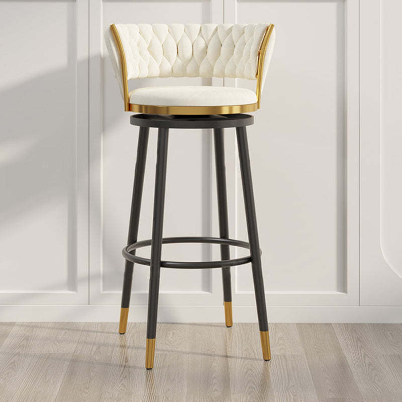 Lighom luxury round gray bar & counter stools — White Seat & Black Legs