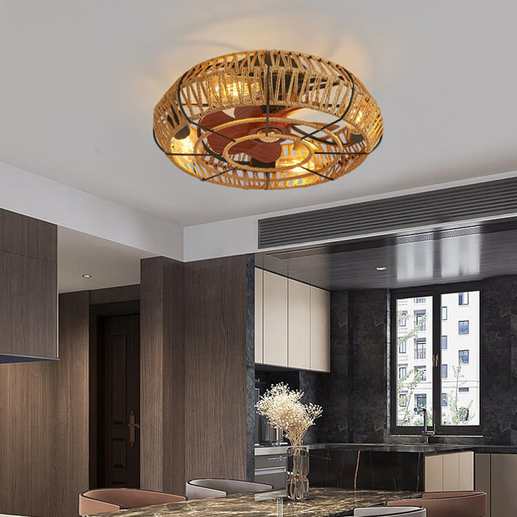 Lighom rustic rust drum iron ceiling fans — 220V-240V (UK/AU