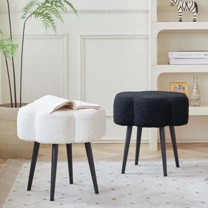 Minimalist Cloud Lambswool Steel Vanity Stool