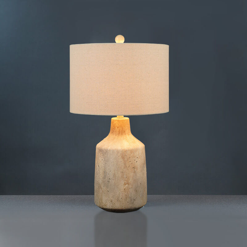 Vintage Minimalist Fabric Cement Base Lamp — Push Button Switch / A / 110V-120V For US/CA