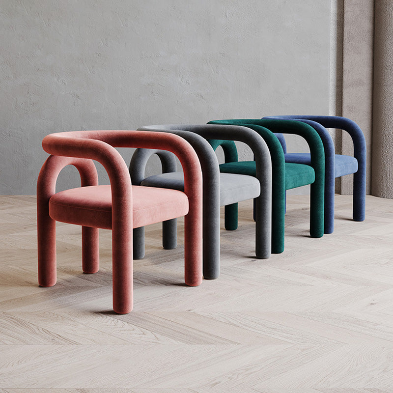 Scandinavian Curved Velvet Steel Armchair