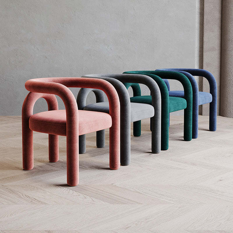 Scandinavian Curved Velvet Steel Armchair