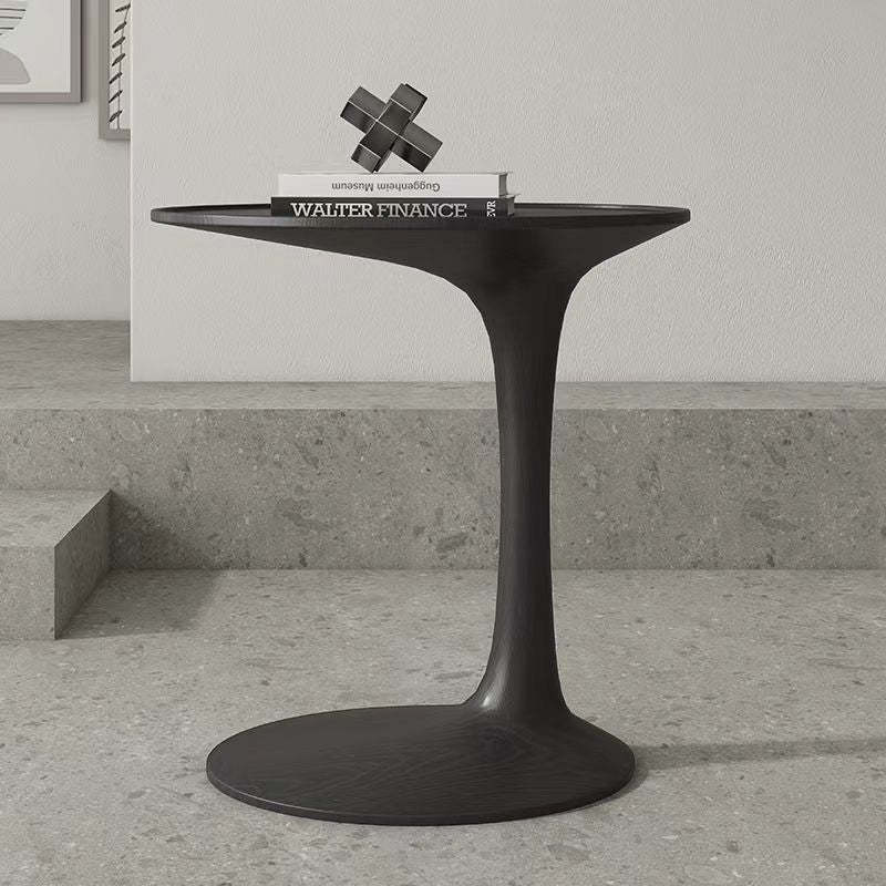 Minimalist Oval Wood Coffee Table — Black