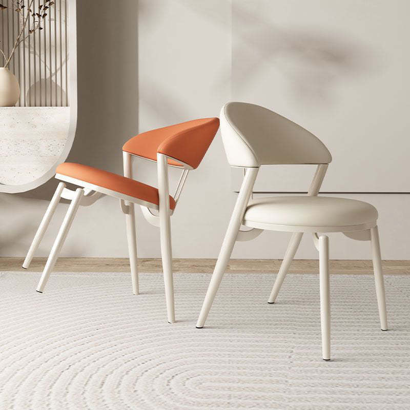 Nordic Leather Upholstered Steel Open Back Dining Chair