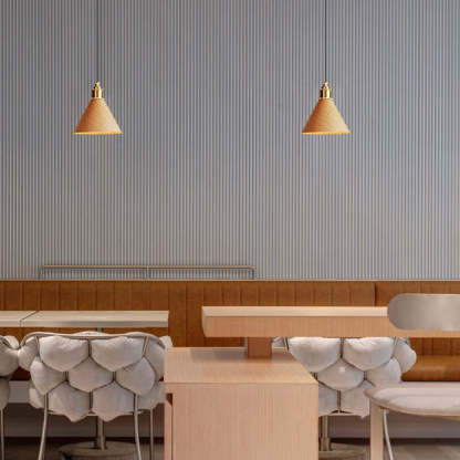 Nordic Minimalist Solid Wood Cone Copper Pendant Light