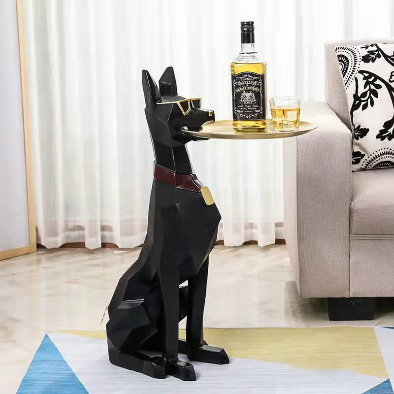 Modern Art Deco Dog Resin Tray Side Table