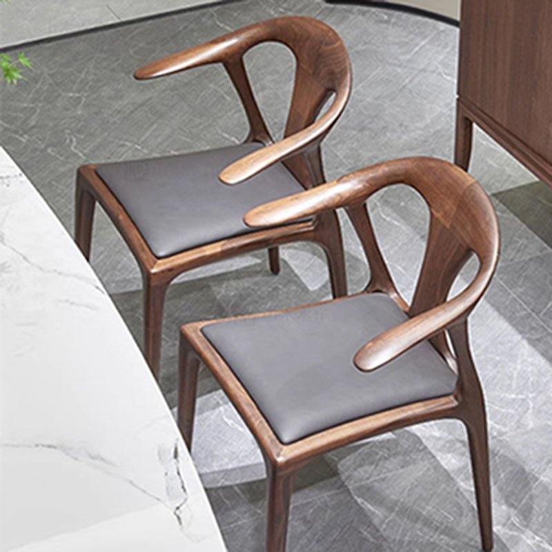 Traditional Chinese Walnut Curved Dining Chair